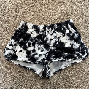 Women's Velvet Black and White Tie-Dye Shorts